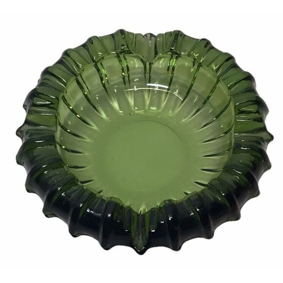 Other - Vintage 1960s Emerald Green Ashtray Pressed Fostoria Mid Century Starburst Retro